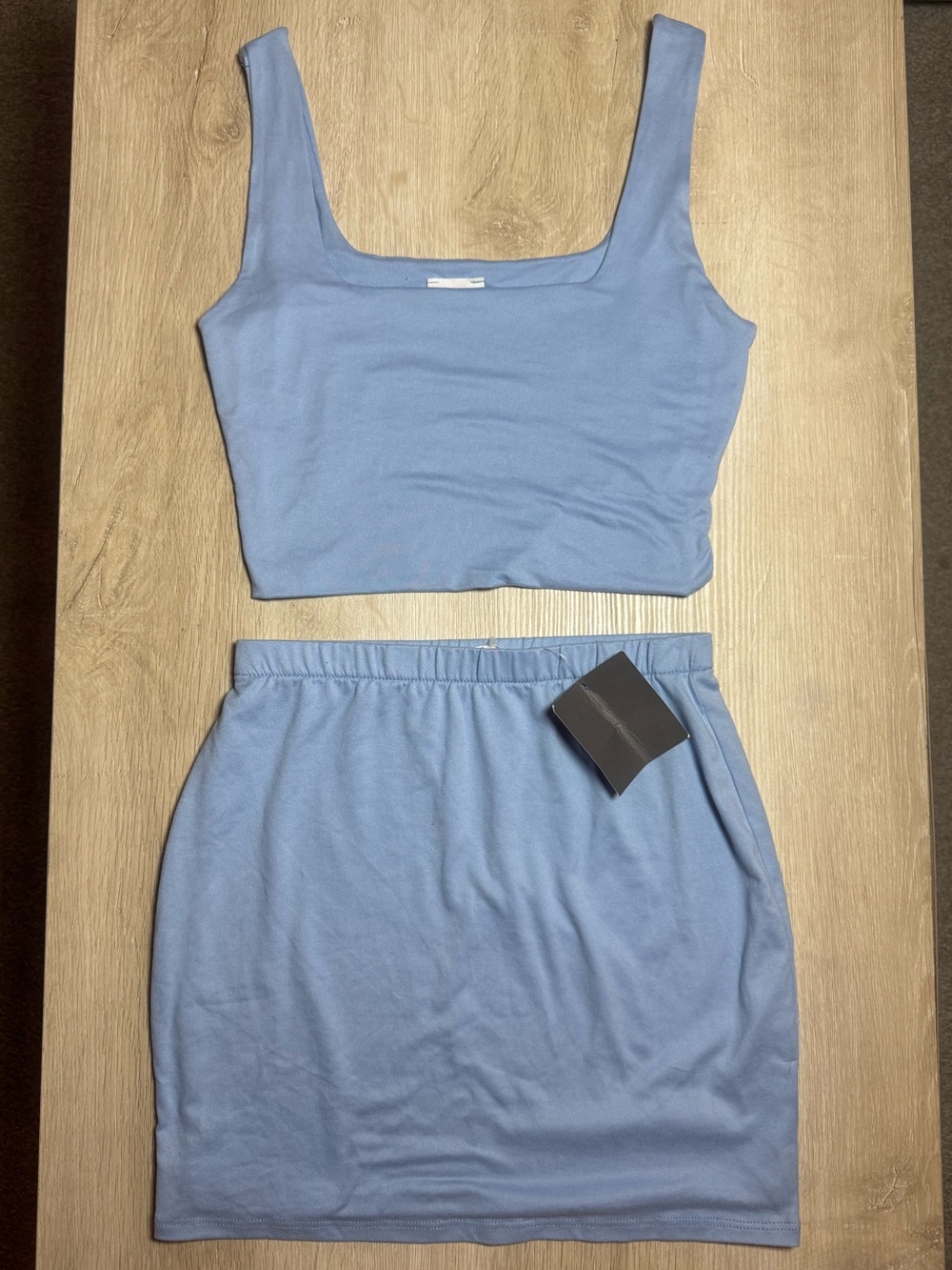Powder Blue Crop Top & Skirt Set NWT
